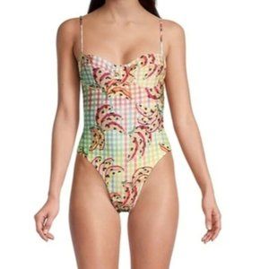 1579 ~ FARM RIO ~Banana Vichy One Piece Swimsuit XL